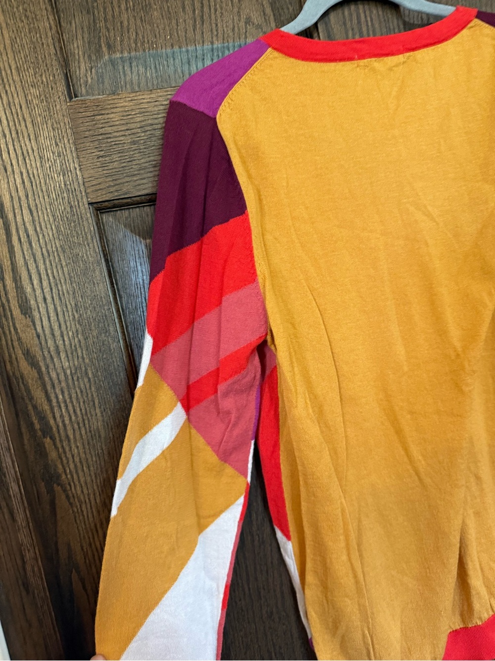 Boden Multicolor Geometric Crewneck Sweater — Red, Pink, Purple, Yellow, White - Picture 8 of 10